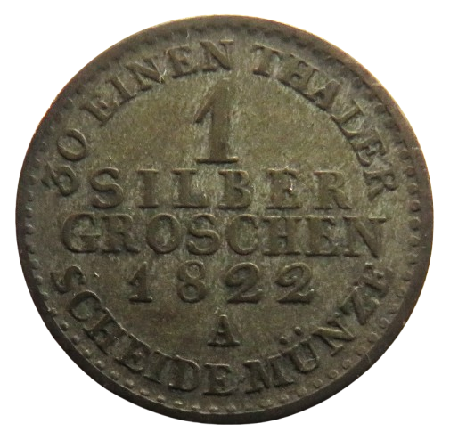 1822-A German States Prussia 1 Silber Groschen Coin