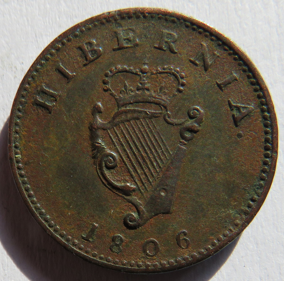 1806 King George III Hibernia Ireland Farthing Coin