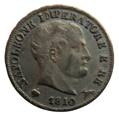 1810 Italian Kingdom of Napoleon Silver 5 Soldi Coin In Excellent Condition