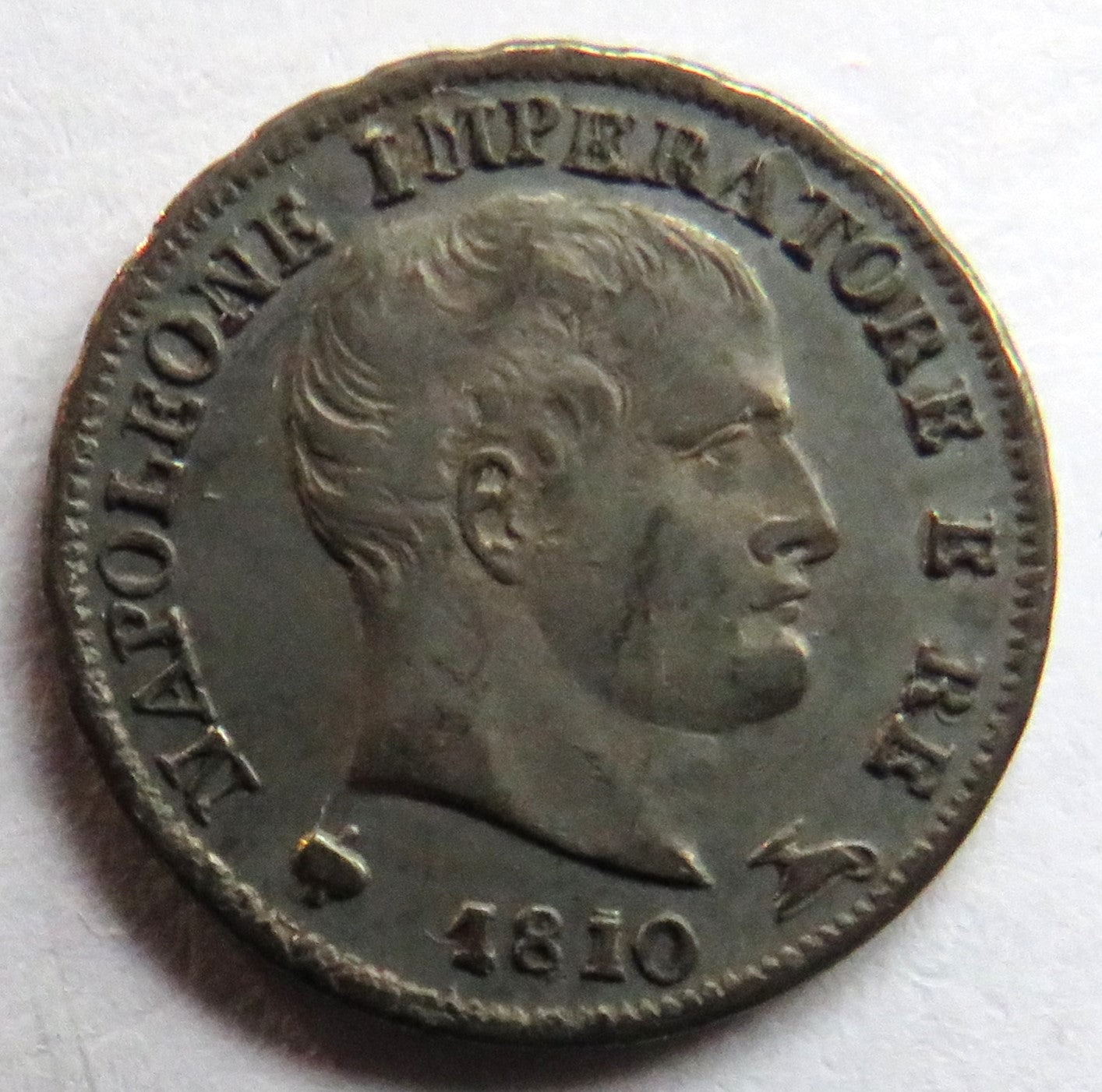 1810 Italian Kingdom of Napoleon Silver 5 Soldi Coin In Excellent Condition