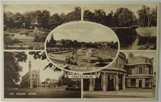 Vintage Multiview Postcard of Cheltenham including The College Chapel