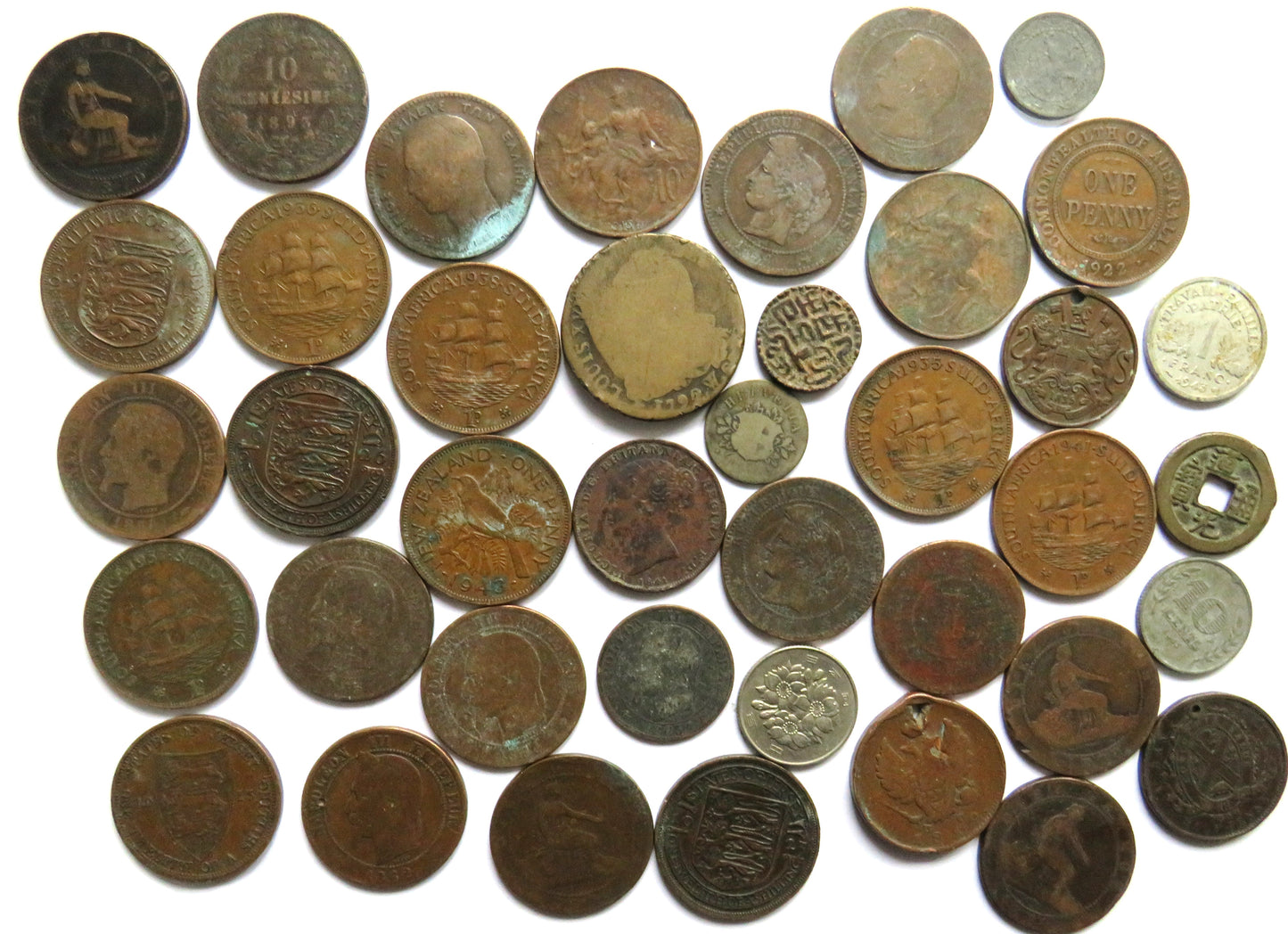 Small Lot of Old World Coins, France, Australia etc
