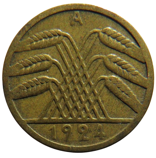 1924-A Germany - Weimar Republic 5 Reichspfennig Coin