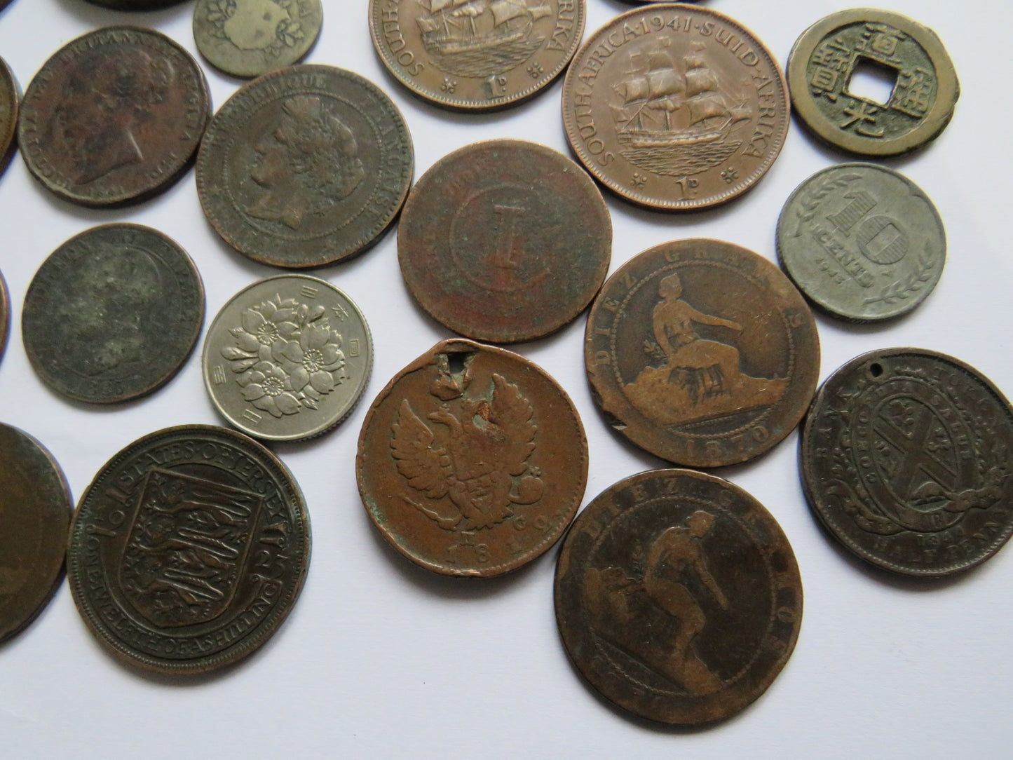 Small Lot of Old World Coins, France, Australia etc