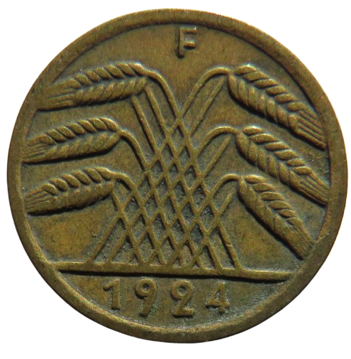 1924-F Germany - Weimar Republic 5 Reichspfennig Coin