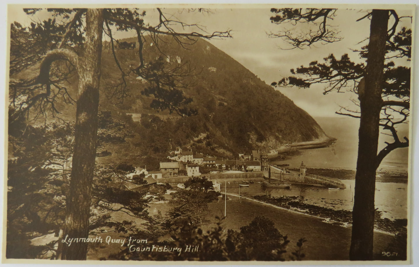 Vintage Postcard of Lynmouth Quay from Countisbury Hill