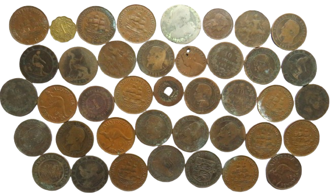 Small Lot of Old World Coins, France, Australia etc