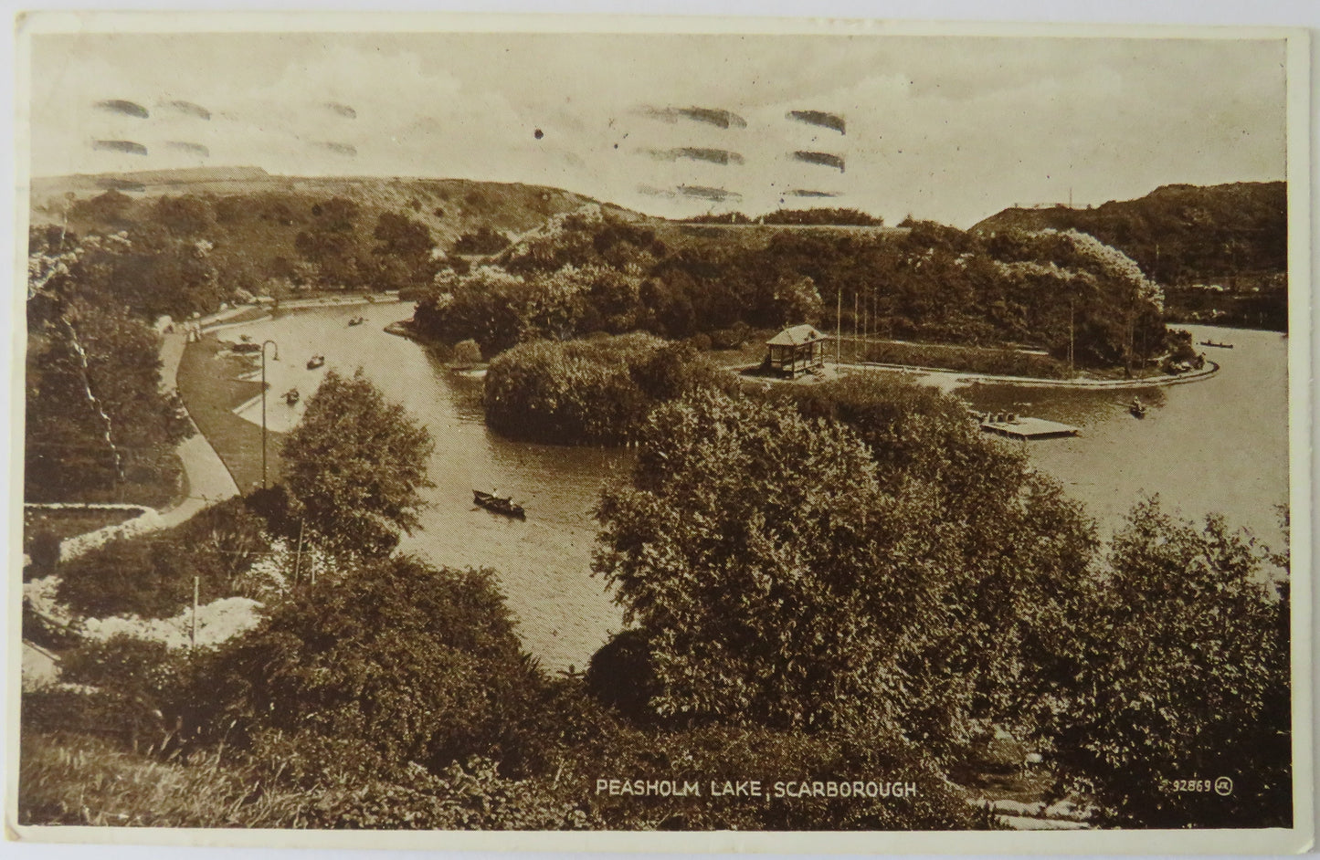 Vintage Postcard of Peasholm Lake, Scarborough, 1929