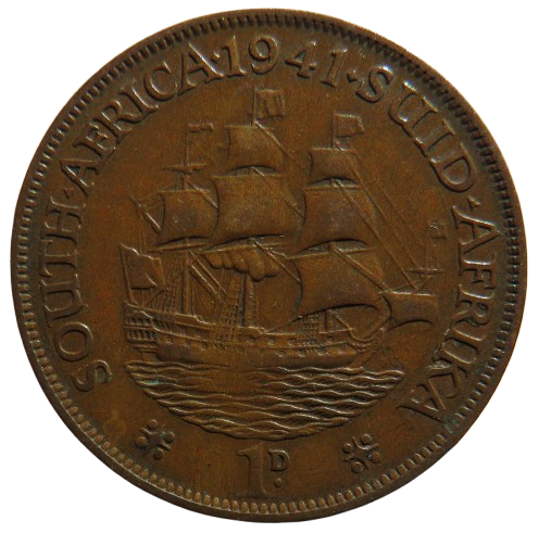 1941 King George VI South Africa One Penny Coin