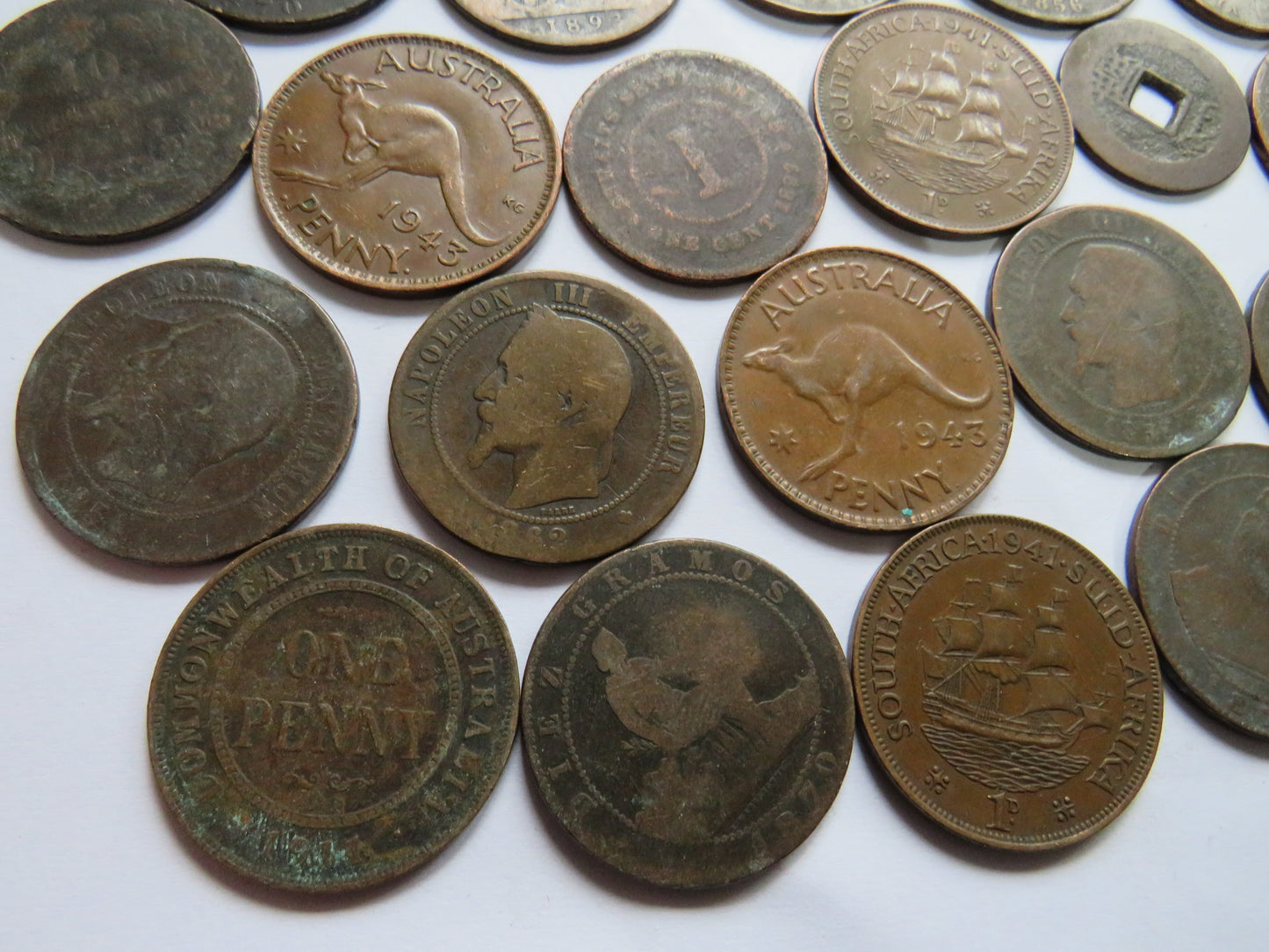 Small Lot of Old World Coins, France, Australia etc