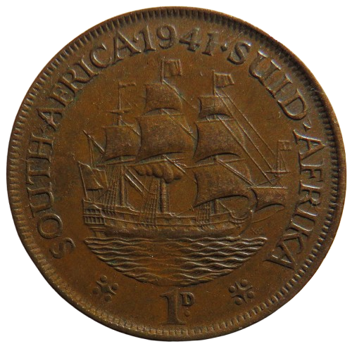 1941 King George VI South Africa One Penny Coin