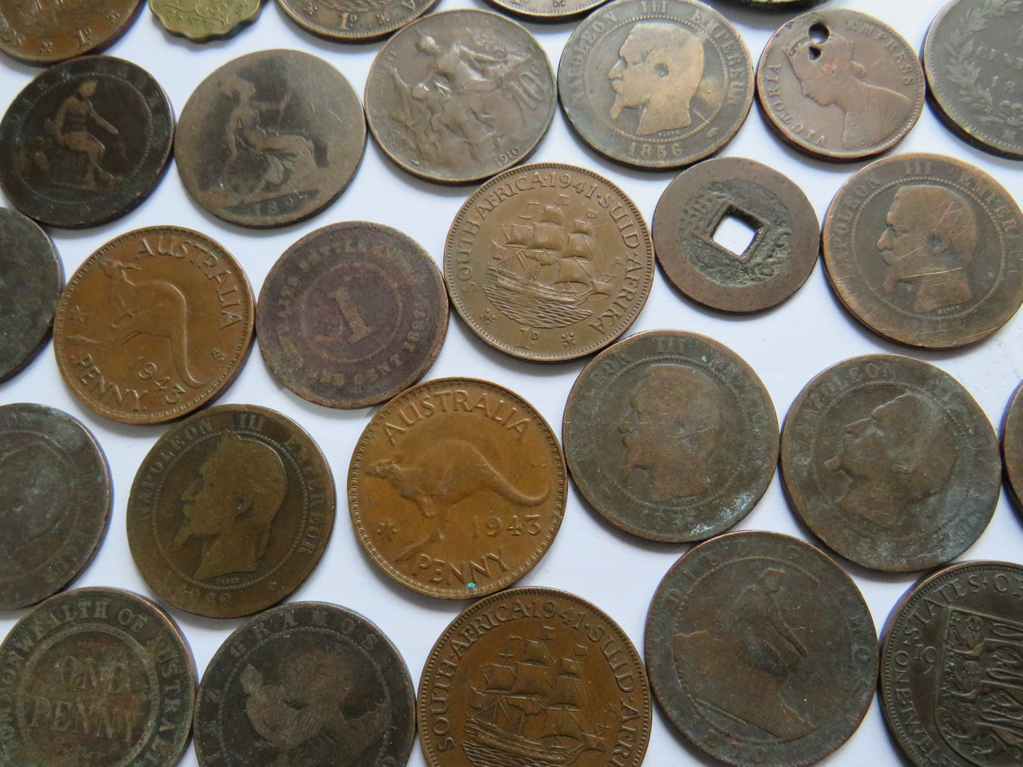 Small Lot of Old World Coins, France, Australia etc