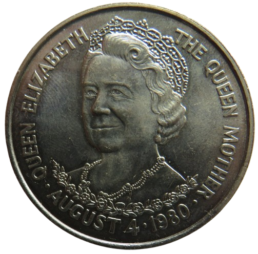 1980 Tristan Da Cunha One Crown Coin Queen Elizabeth The Queen Mother