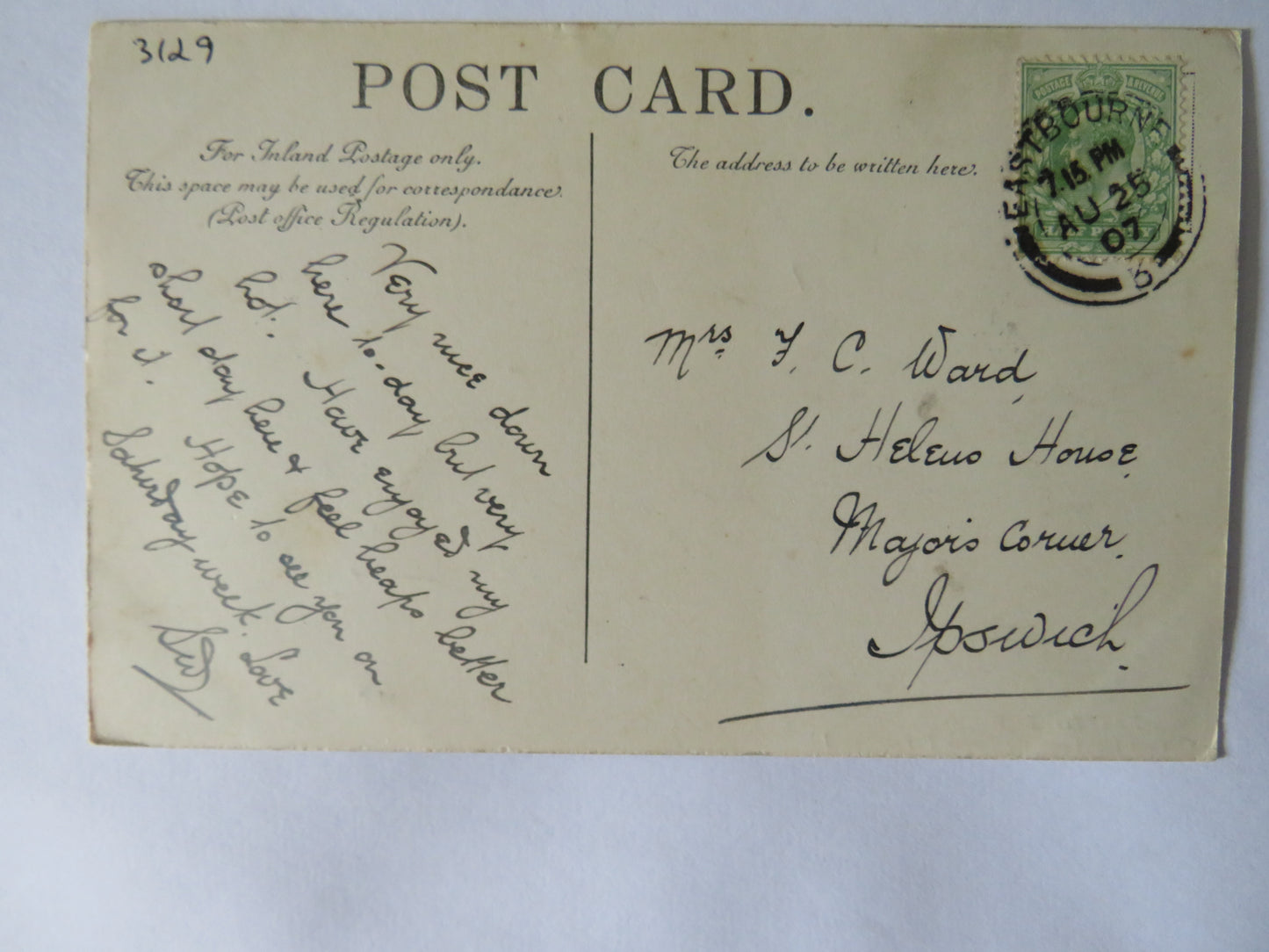 Vintage Postcard of Eastbourne, Queen's Hotel and the Lower Parade, 1907