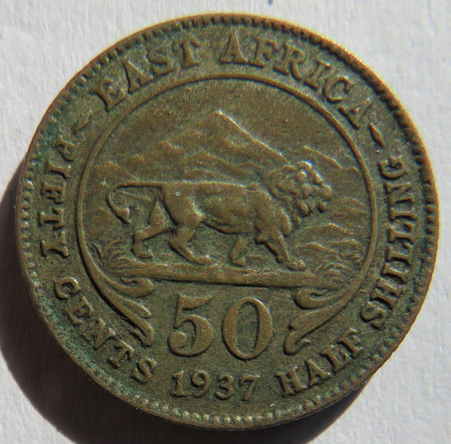 1937 King George VI East Africa 50 Cents Coin