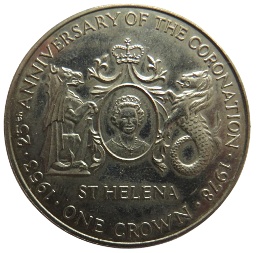 1978 St Helena One Crown Coin 25th Anniversary of the Coronation