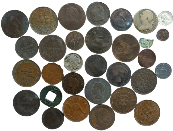 Small Lot of Old World Coins, France, South Africa etc.