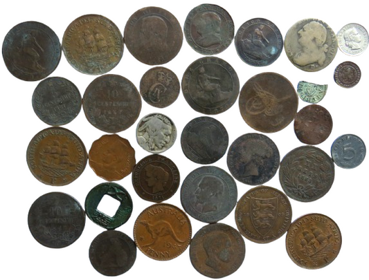 Small Lot of Old World Coins, France, South Africa etc.
