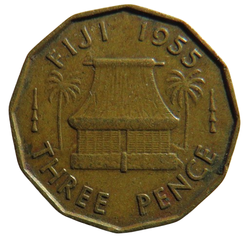 1955 Elizabeth II Fiji Three Pence Coin