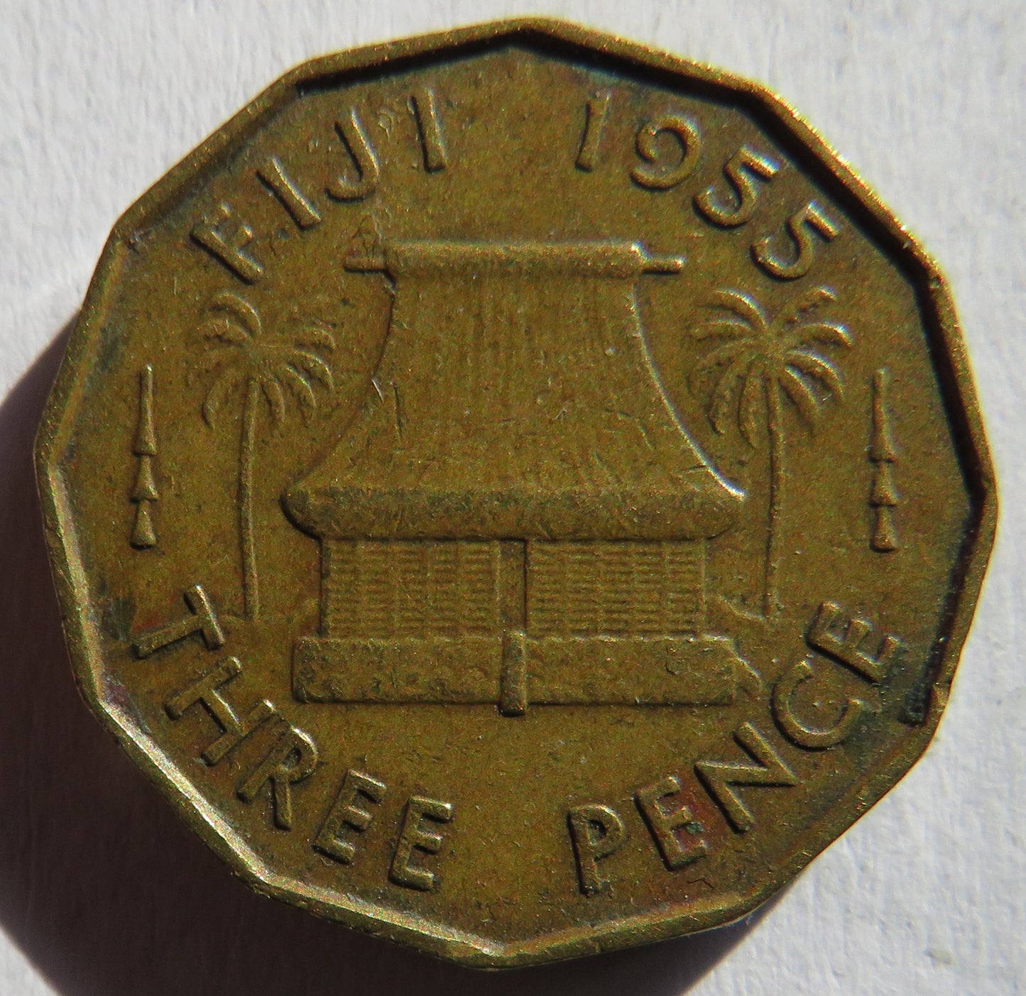 1955 Elizabeth II Fiji Three Pence Coin