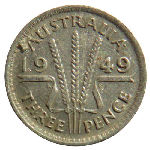 1949 King George VI Australia Silver Threepence Coin