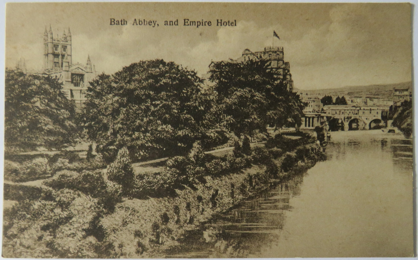 Vintage Postcard of Bath Abbey, and Empire Hotel