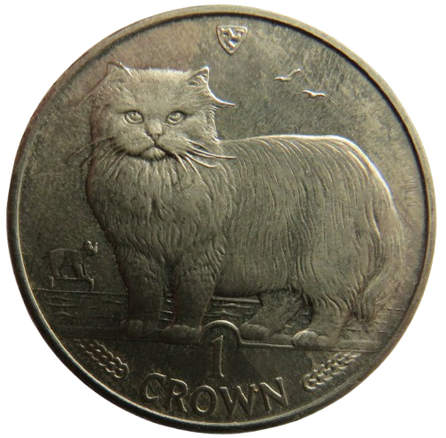 1989 Isle of Man One Crown Coin - Persian Cat