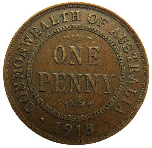 1913 King George V Australia One Penny Coin
