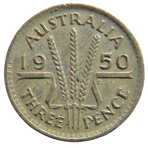 1950 King George VI Australia Silver Threepence Coin