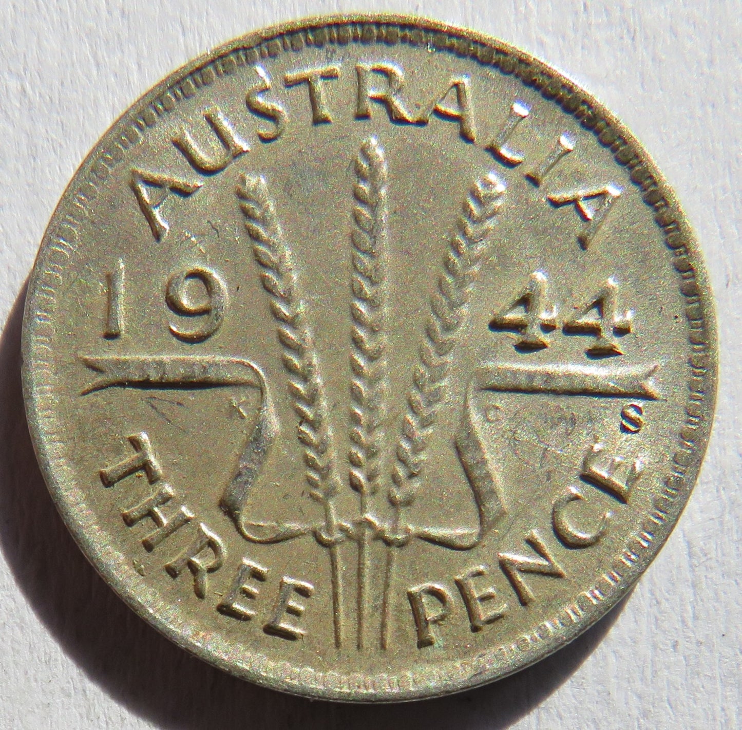 1944 King George VI Australia Silver Threepence Coin