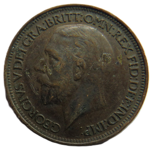 1926 King George V Halfpenny Coin - Great Britain