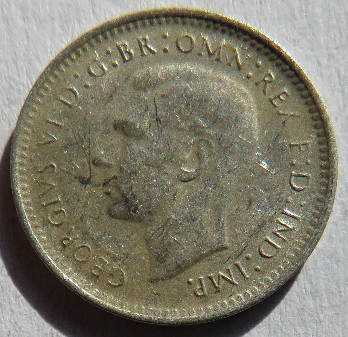 1944 King George VI Australia Silver Threepence Coin