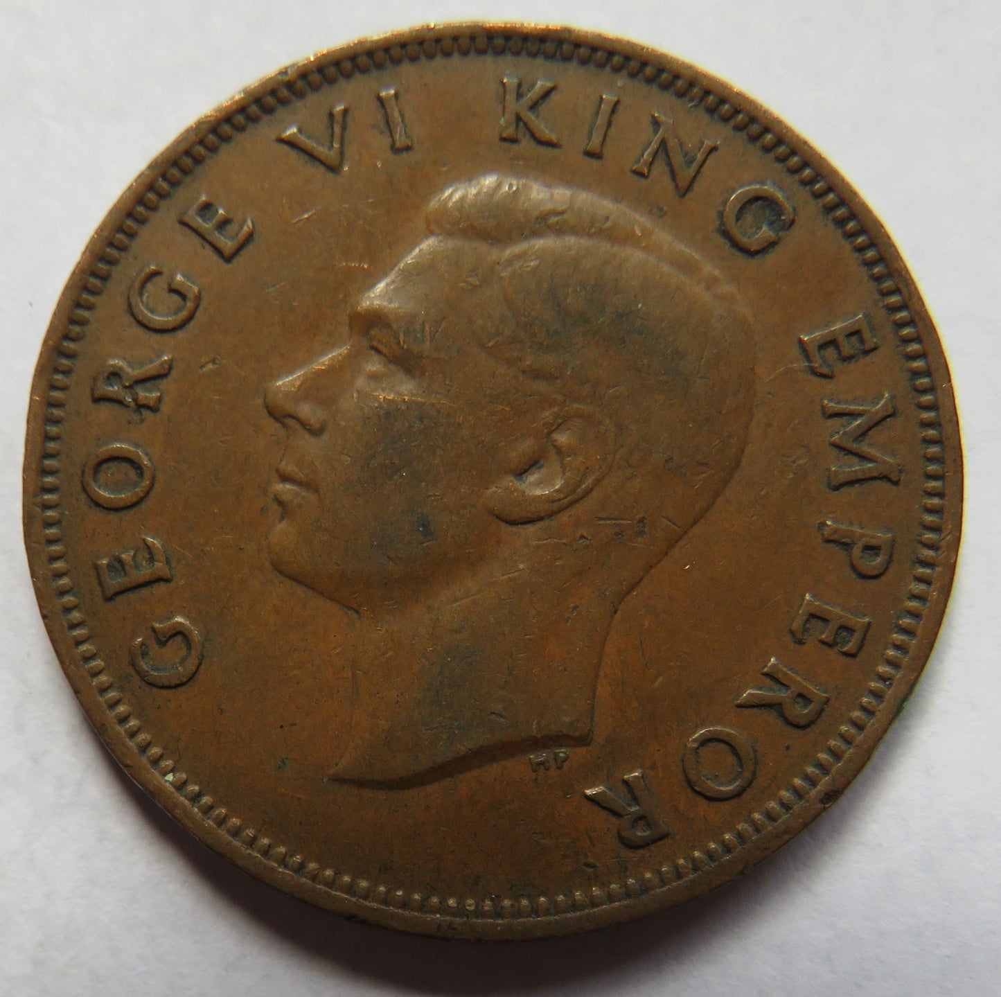 1942 King George VI New Zealand One Penny Coin