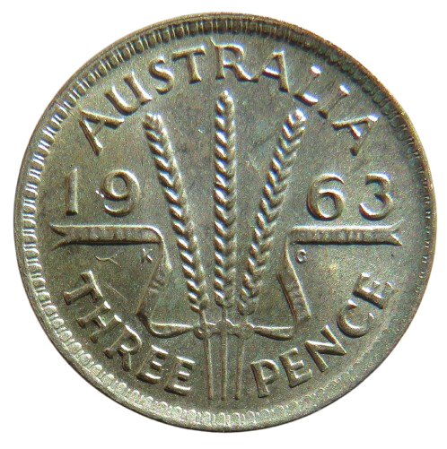 1963 Queen Elizabeth II Australia Silver Threepence Coin