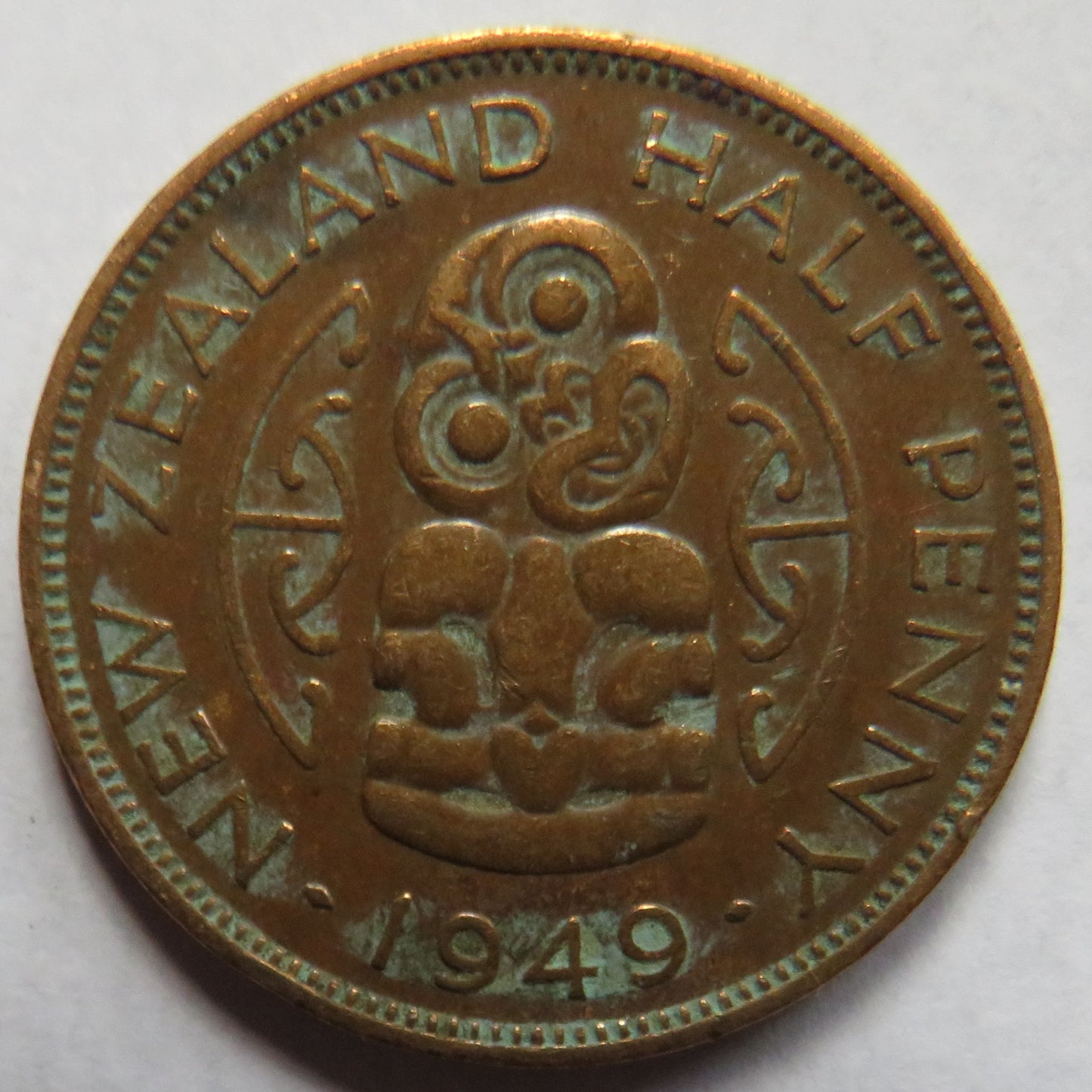 1949 King George VI New Zealand Halfpenny Coin