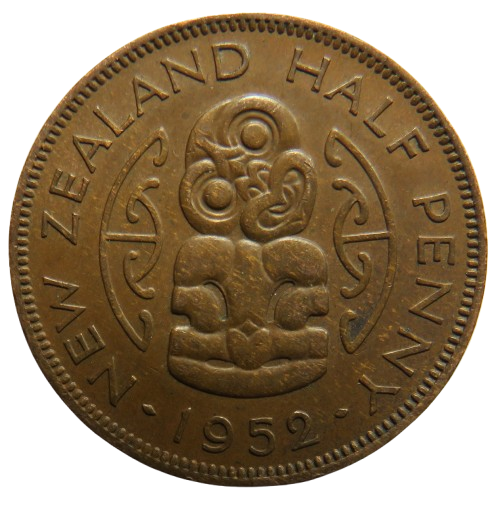 1952 King George VI New Zealand Halfpenny Coin