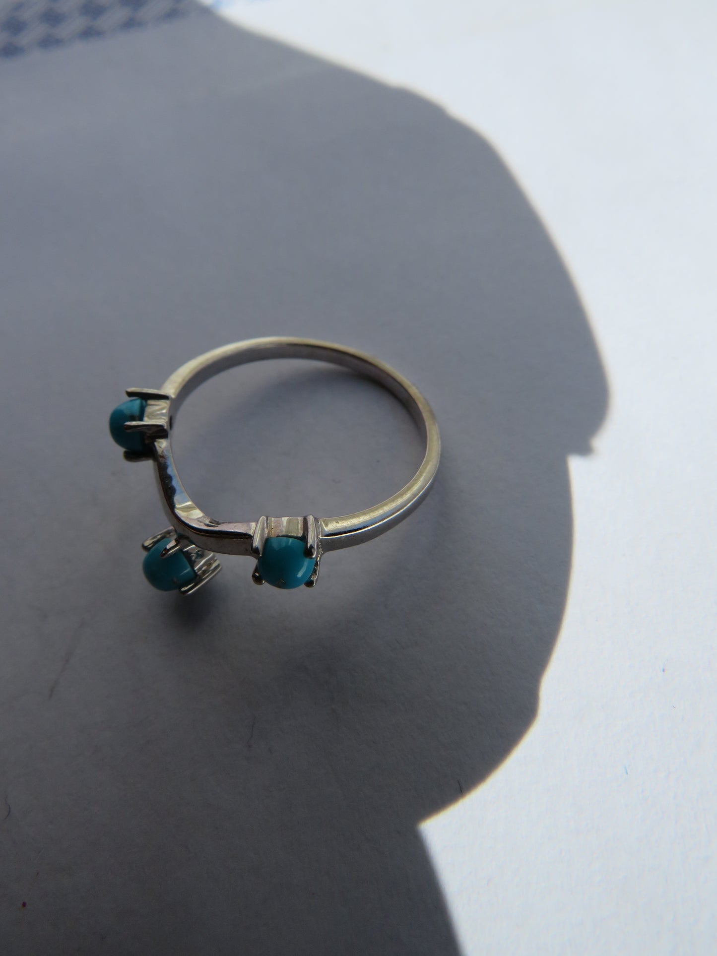 Stylish Ladies Sterling Silver & Turquoise Ring - UK Size P & 1/2