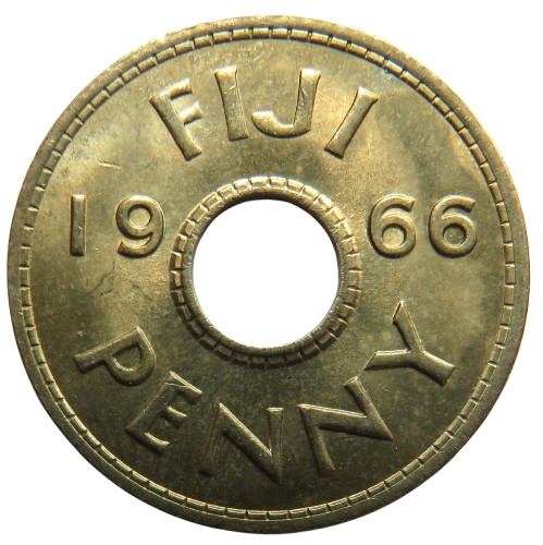 1966 Fiji One Penny Coin Unc