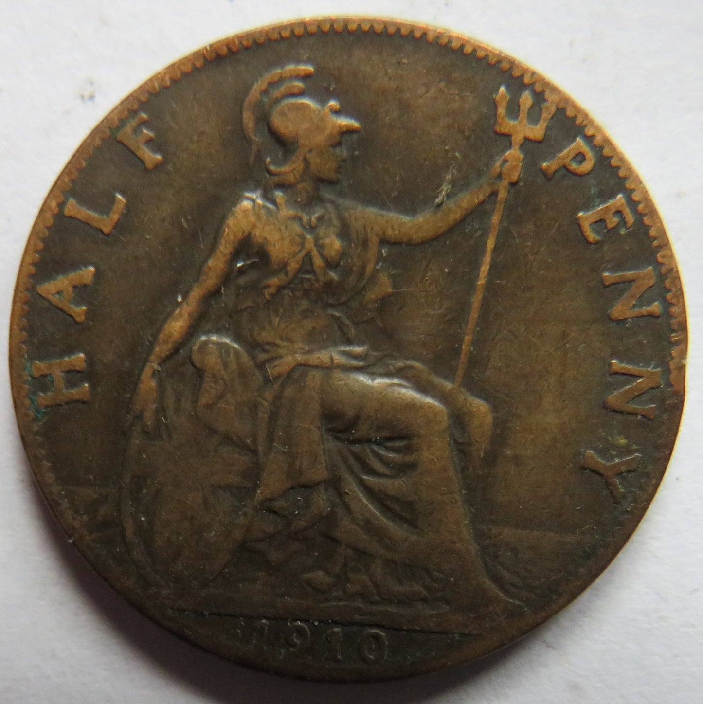 1910 King Edward VII Halfpenny Coin - Great Britain