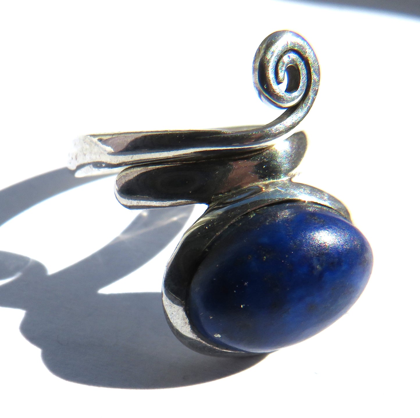 Ladies Sterling Silver & Lapis Lazuli Ring - UK Size M & 1/2