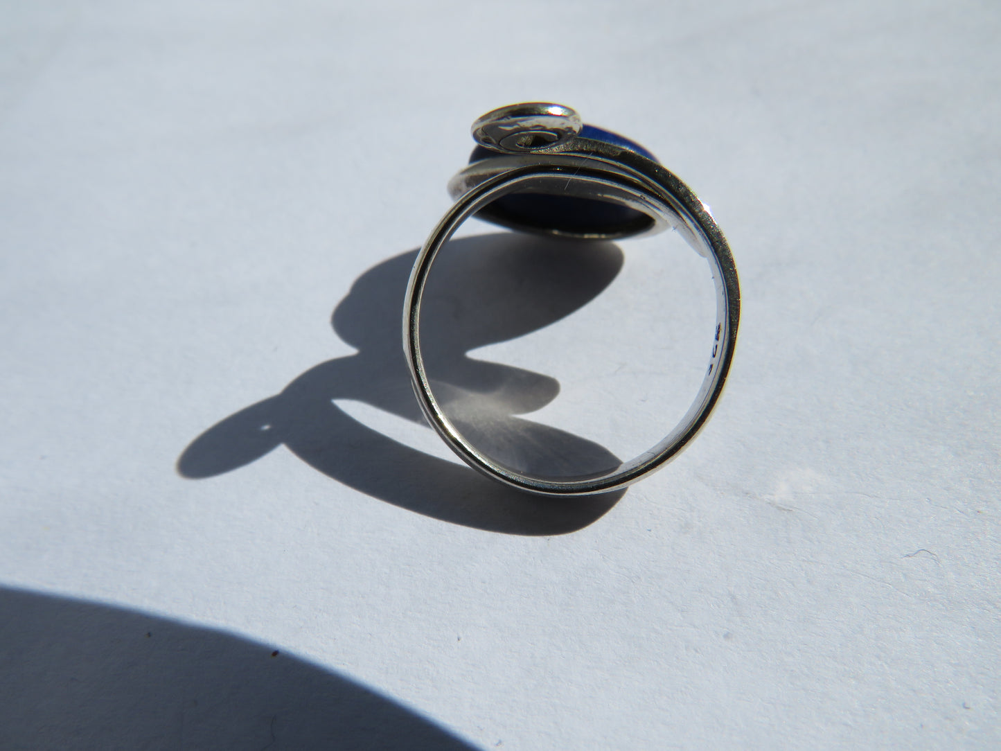 Ladies Sterling Silver & Lapis Lazuli Ring - UK Size M & 1/2