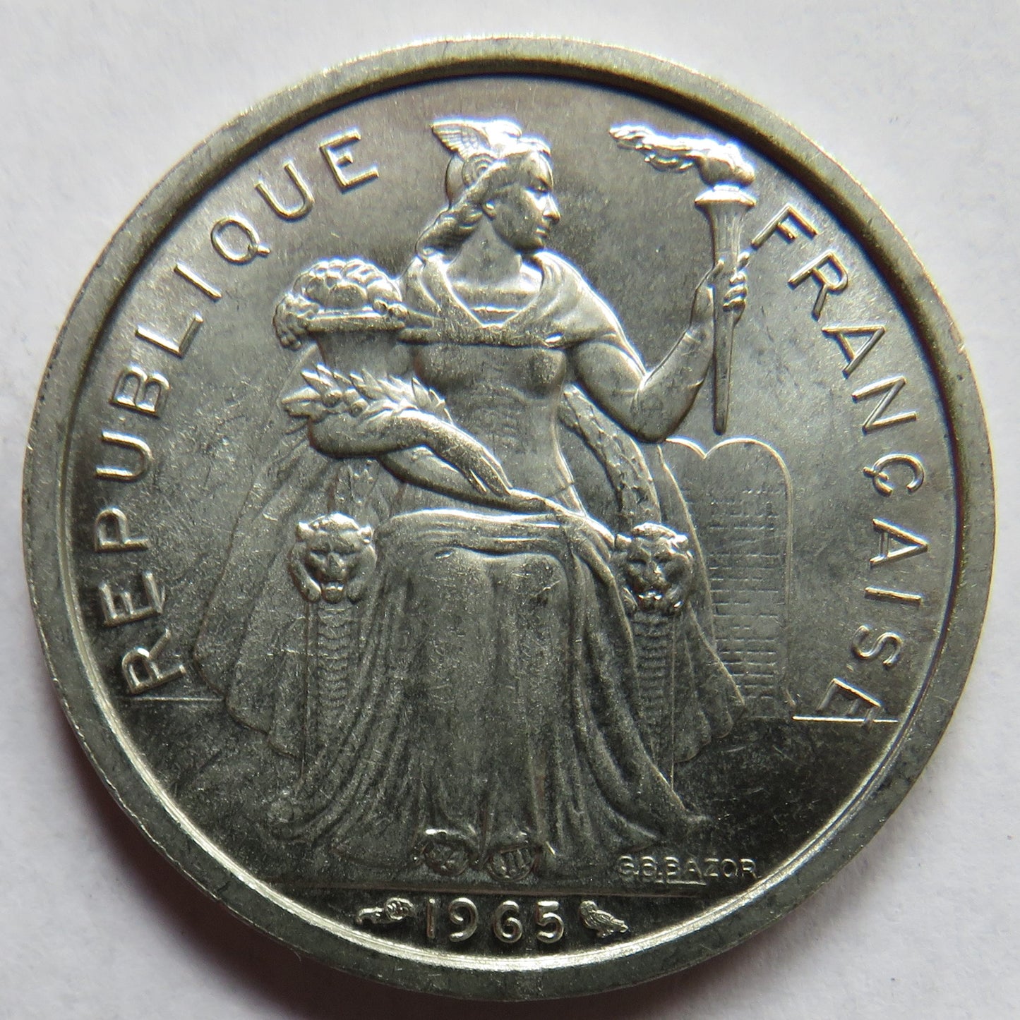 1965 French Polynesia 2 Francs Coin In High Grade