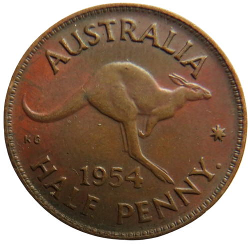 1954 Queen Elizabeth II Australia Halfpenny Coin