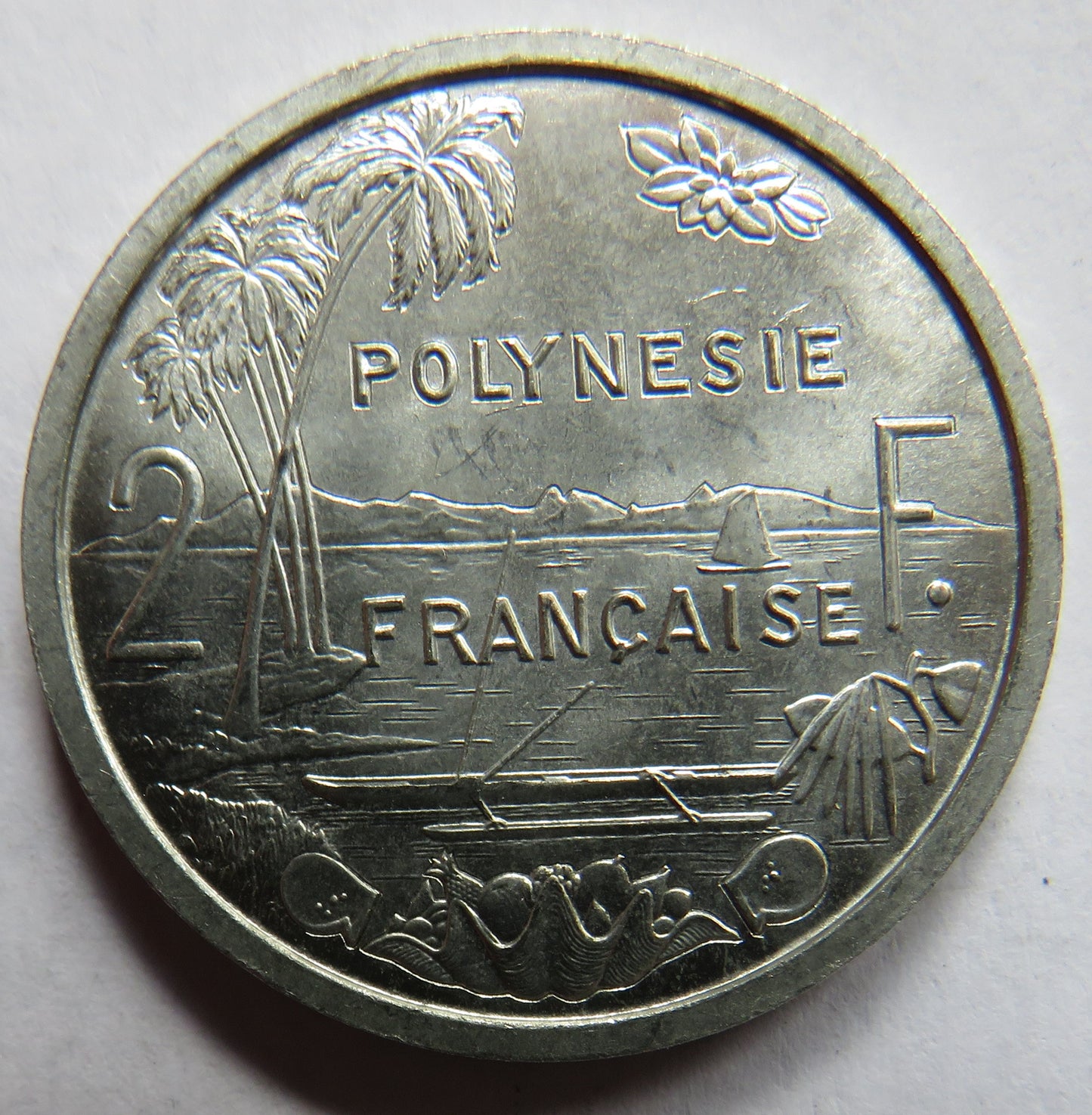 1965 French Polynesia 2 Francs Coin In High Grade