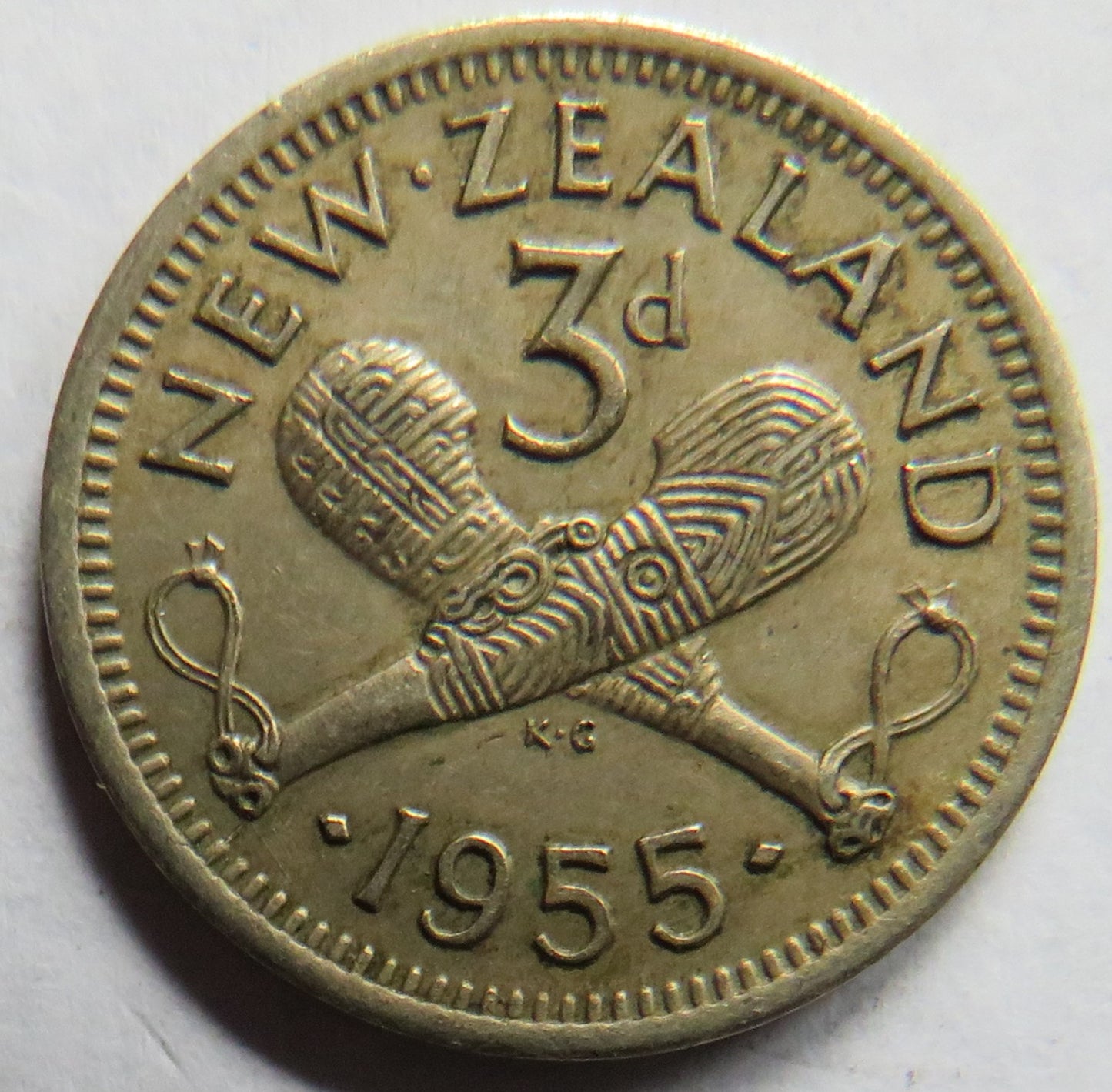 1955 Queen Elizabeth II New Zealand Threepence Coin