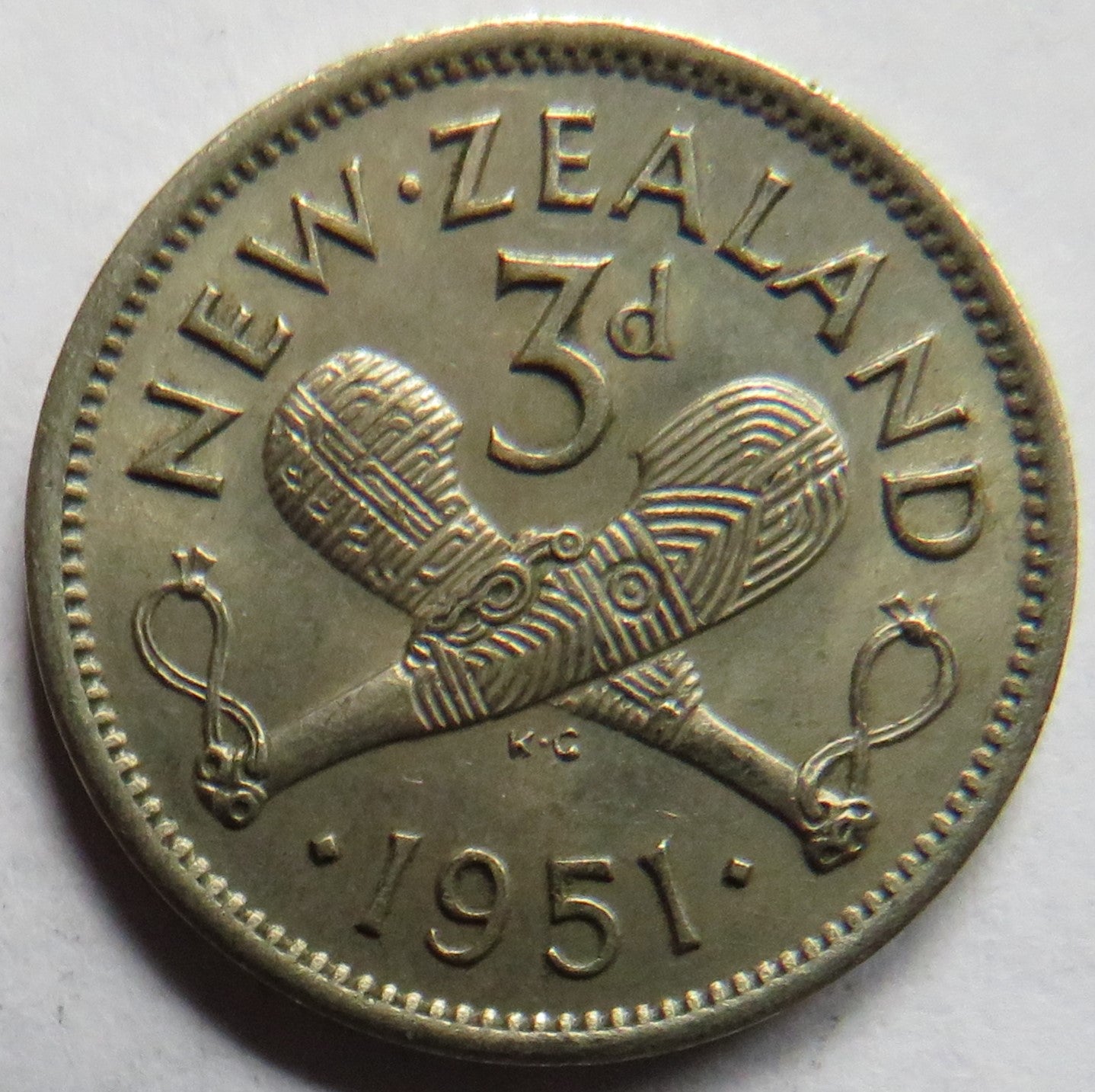 1951 King George VI New Zealand Threepence Coin