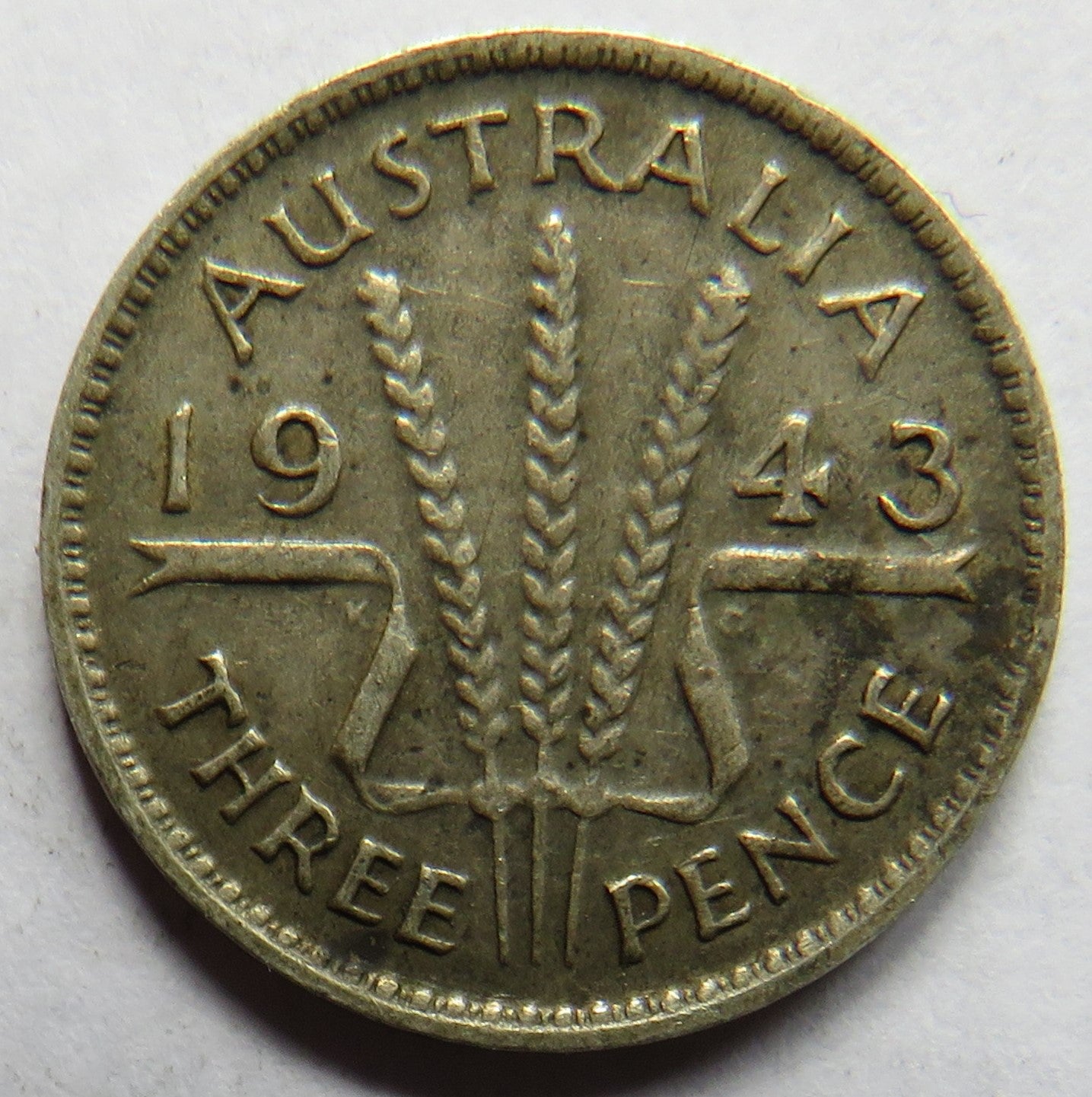 1943 King George VI Australia Silver Threepence Coin