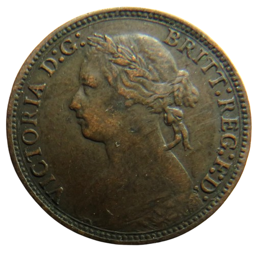 1878 Queen Victoria Bun Head Farthing Coin - Great Britain