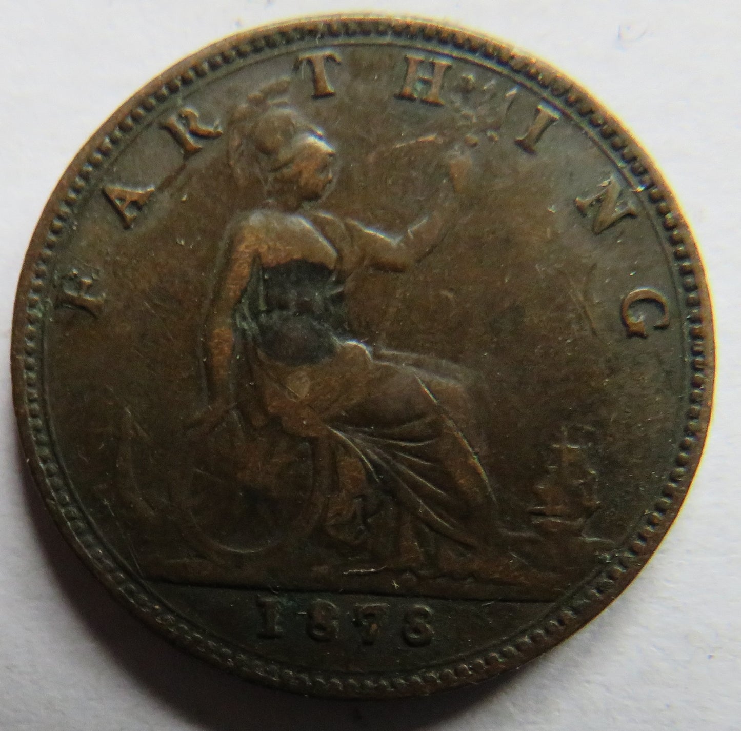1878 Queen Victoria Bun Head Farthing Coin - Great Britain