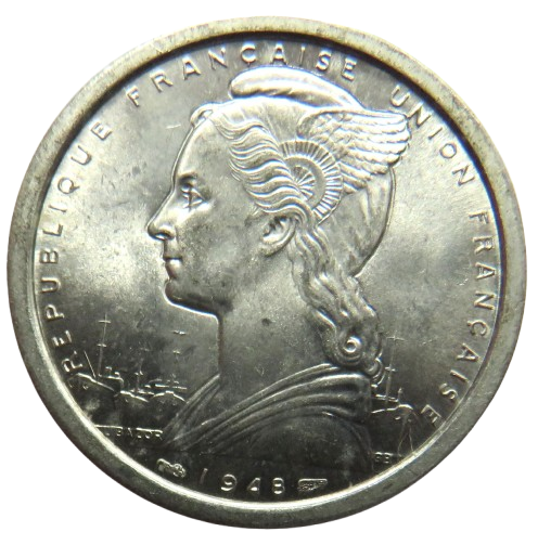 1948 Madagascar 2 Francs Coin Unc